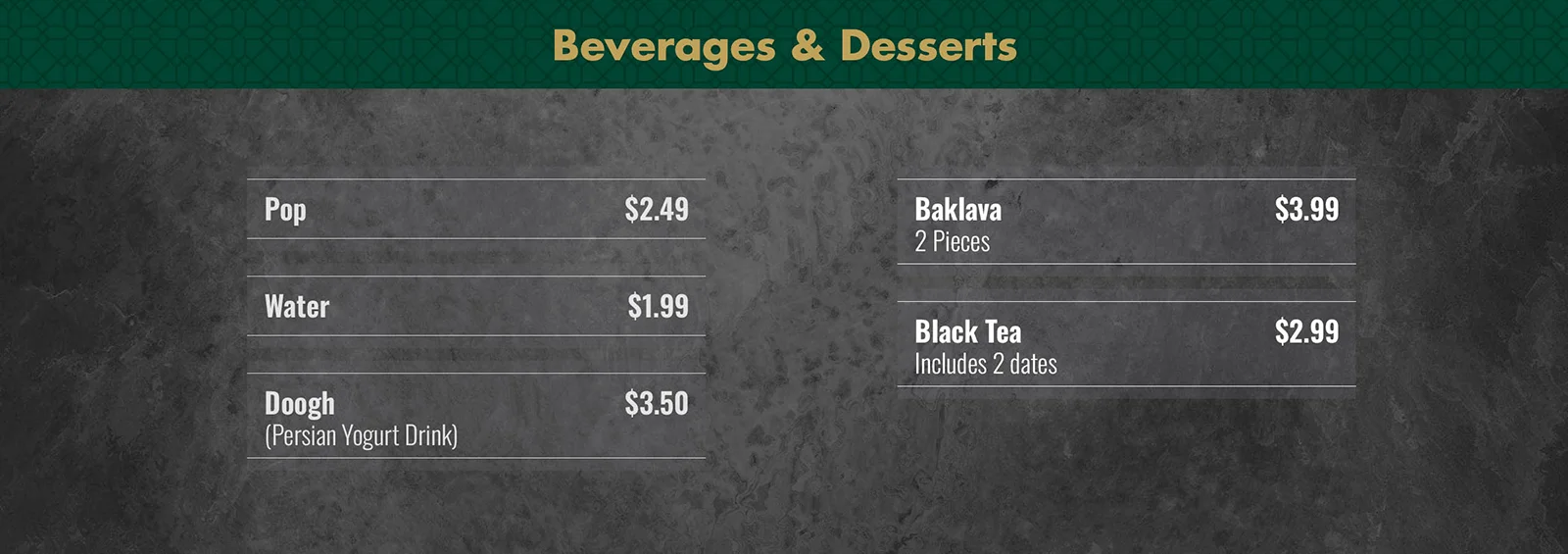 Beverages and Desserts